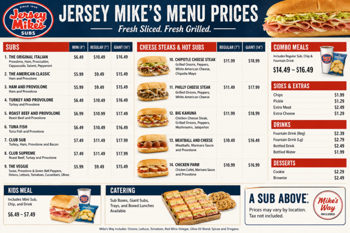 Jersey Mike's Menu Prices